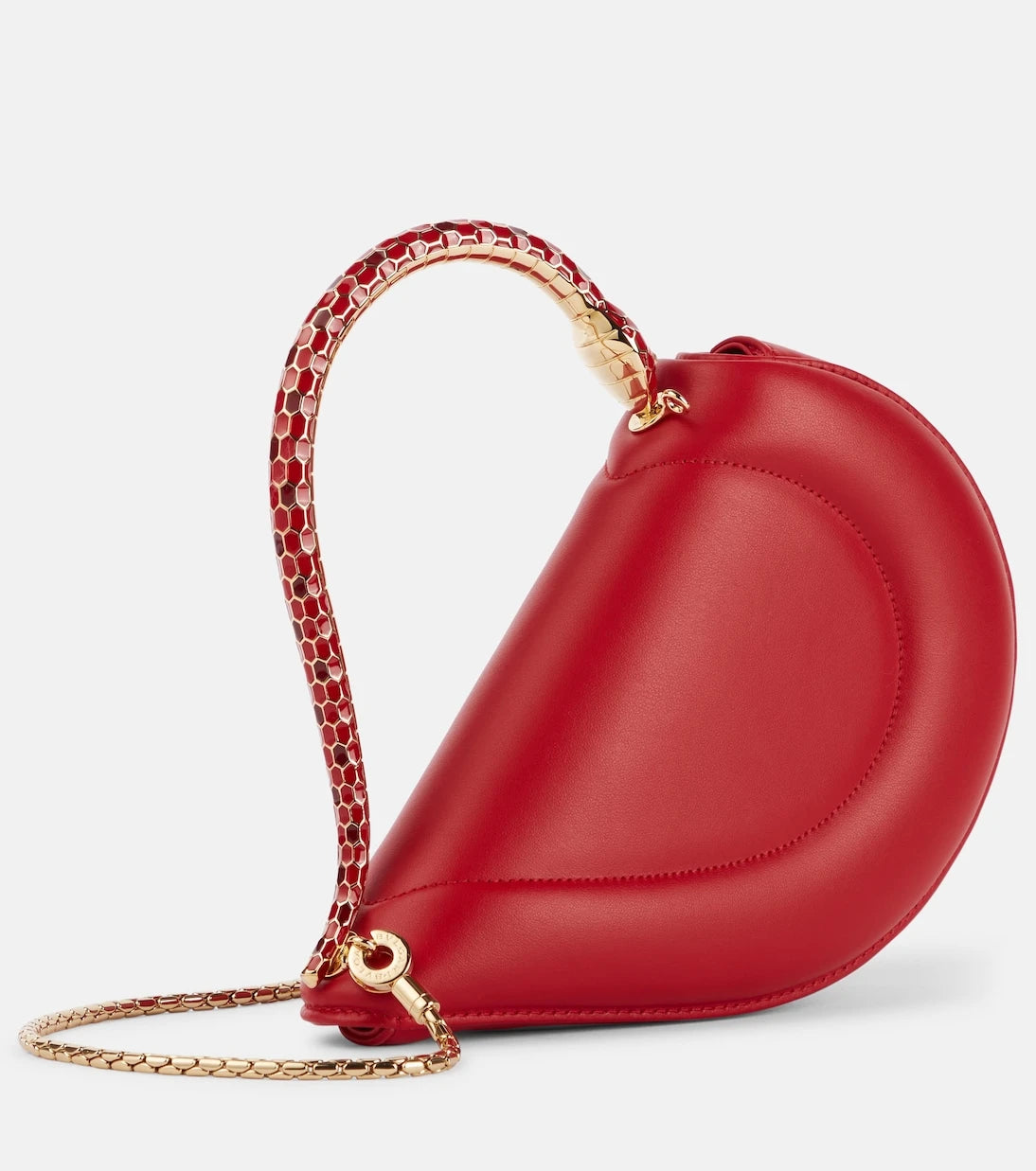 بلغاري - حقيبة Serpenti Cuore 1968 جلدية بمقبض علوي