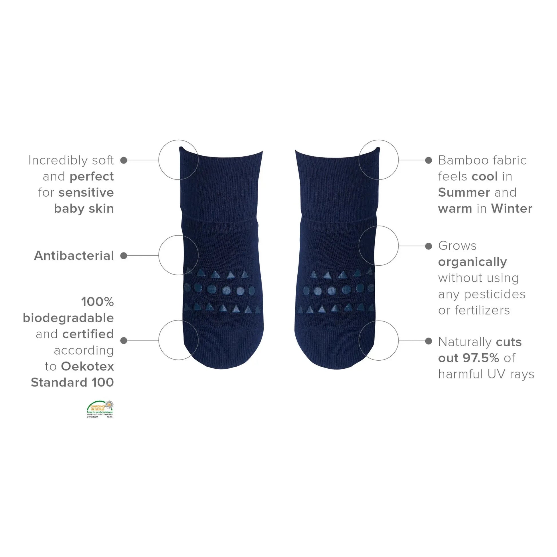 GOBABYGO - Non-Slip Bamboo Socks | Navy blue