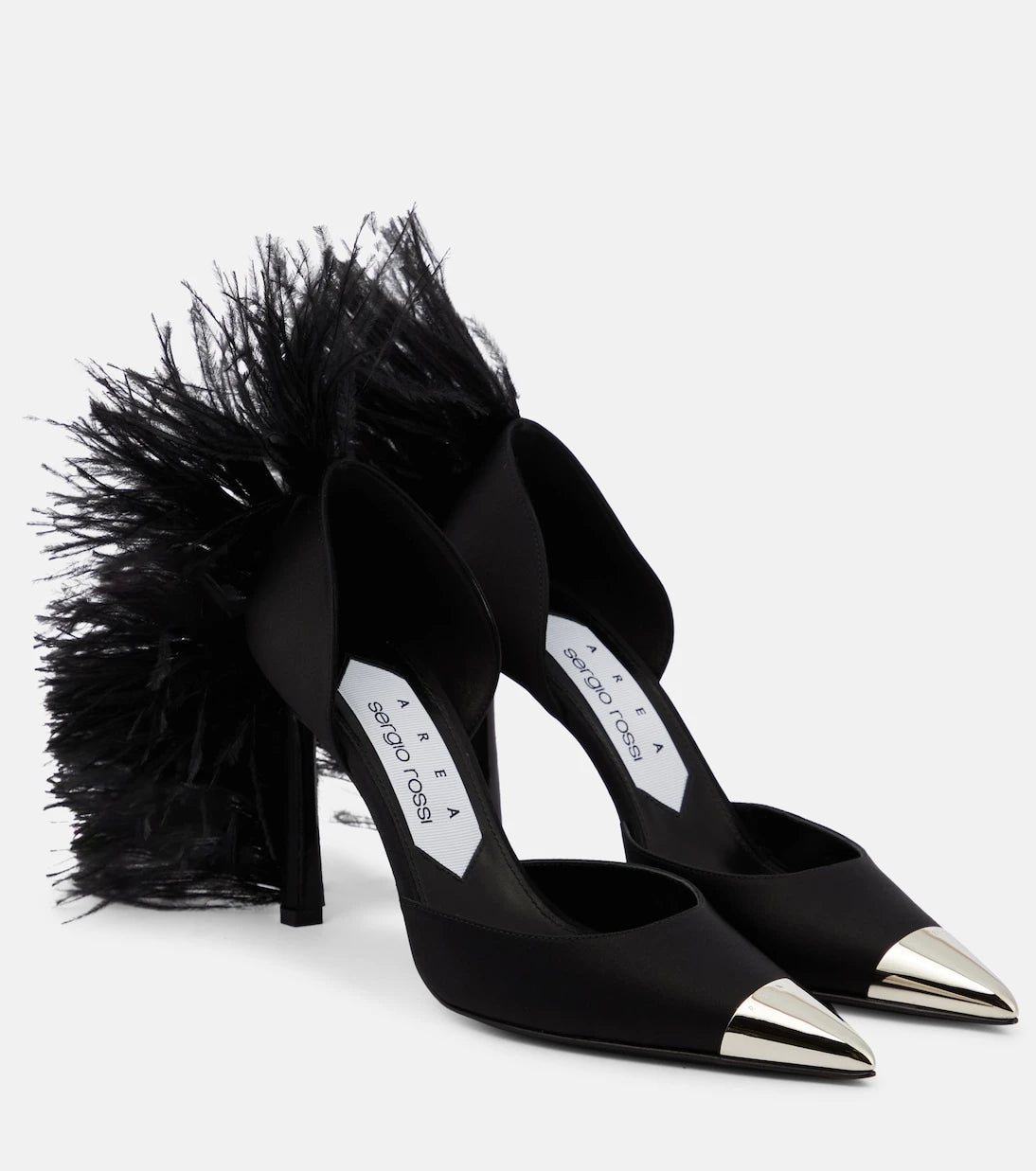 Area - x Sergio Rossi Amazona feather-trimmed denim pumps