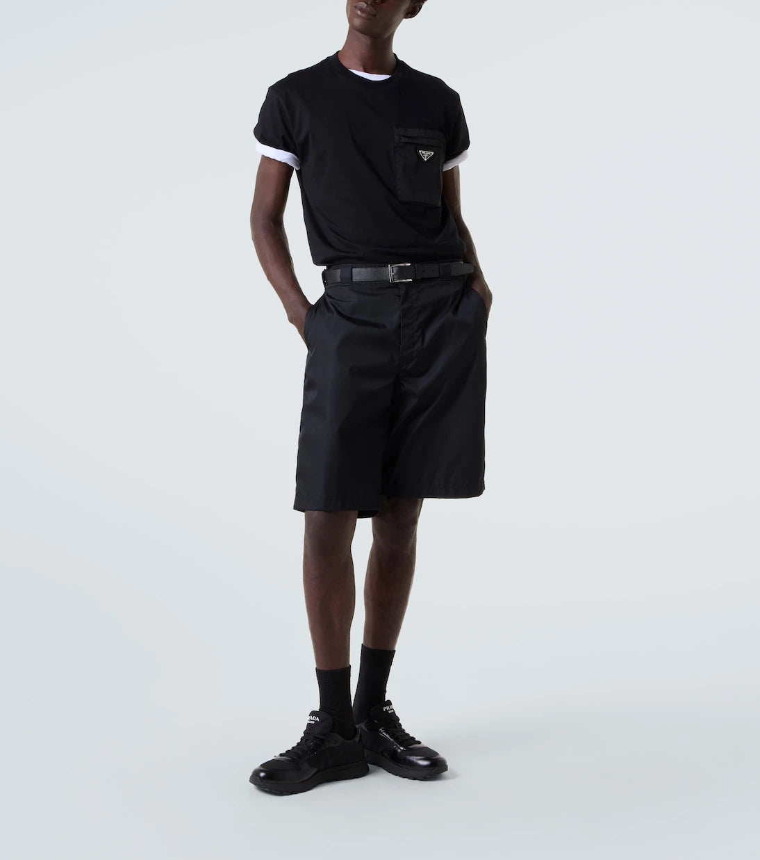 Prada - Logo leather-trimmed sneakers
