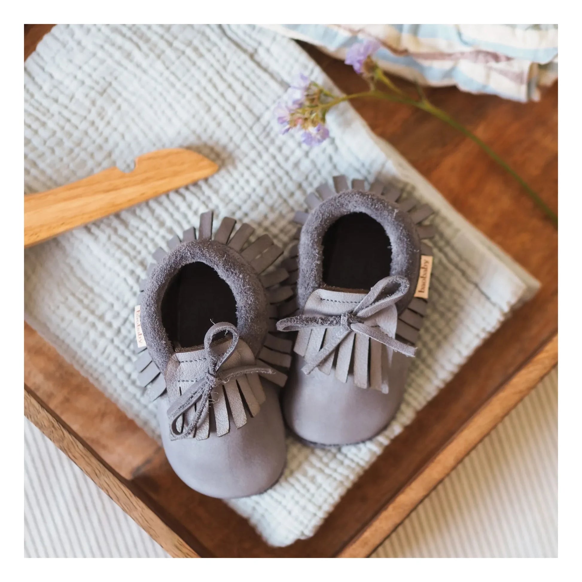 Baobaby - Fringed slippers | Grey