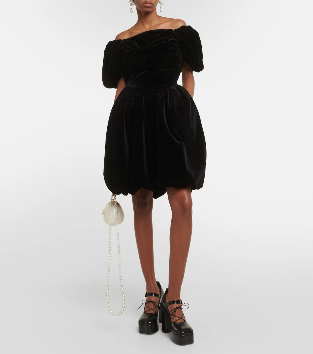 Simone Rocha - Off-shoulder velvet mini dress