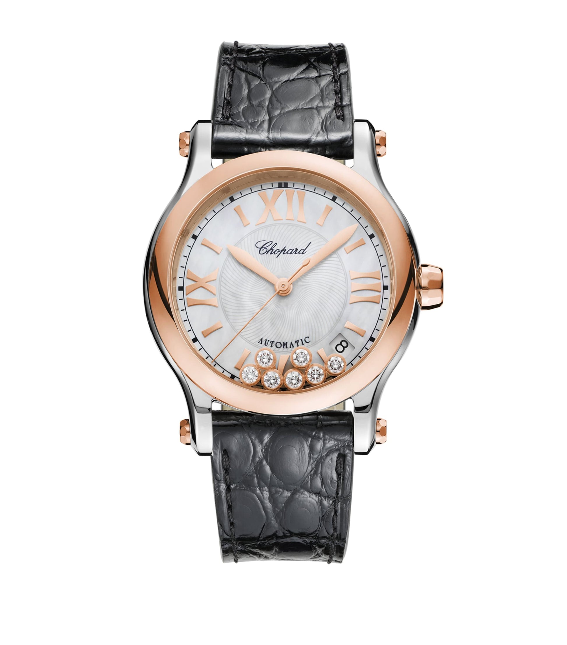 Rose Gold, Stainless Steel and Diamond Happy Sport Watch 36mm