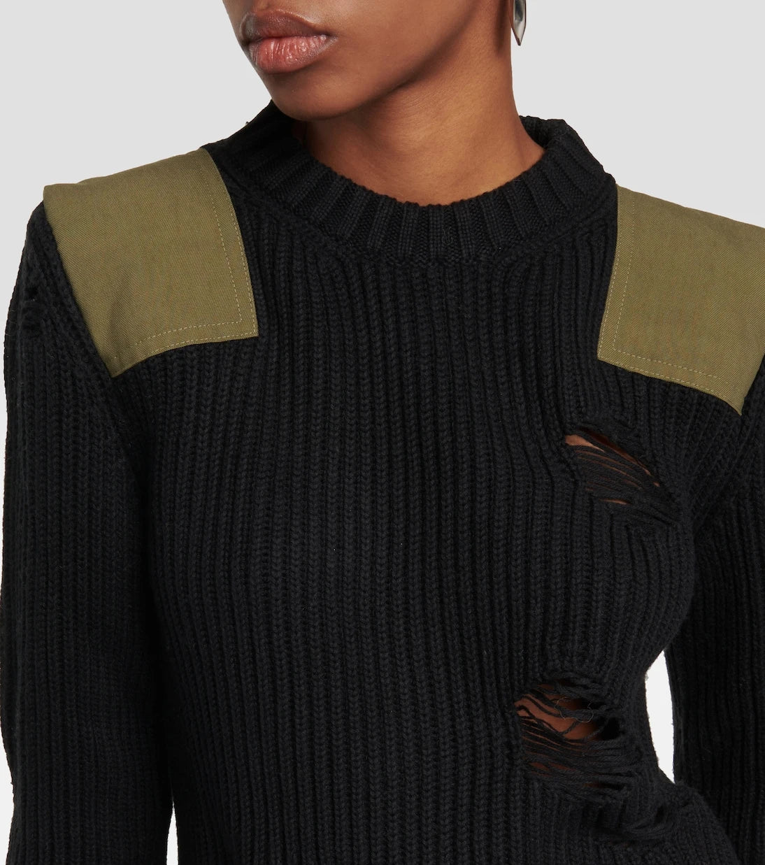 MM6 Maison Margiela - Distressed cotton and wool sweater