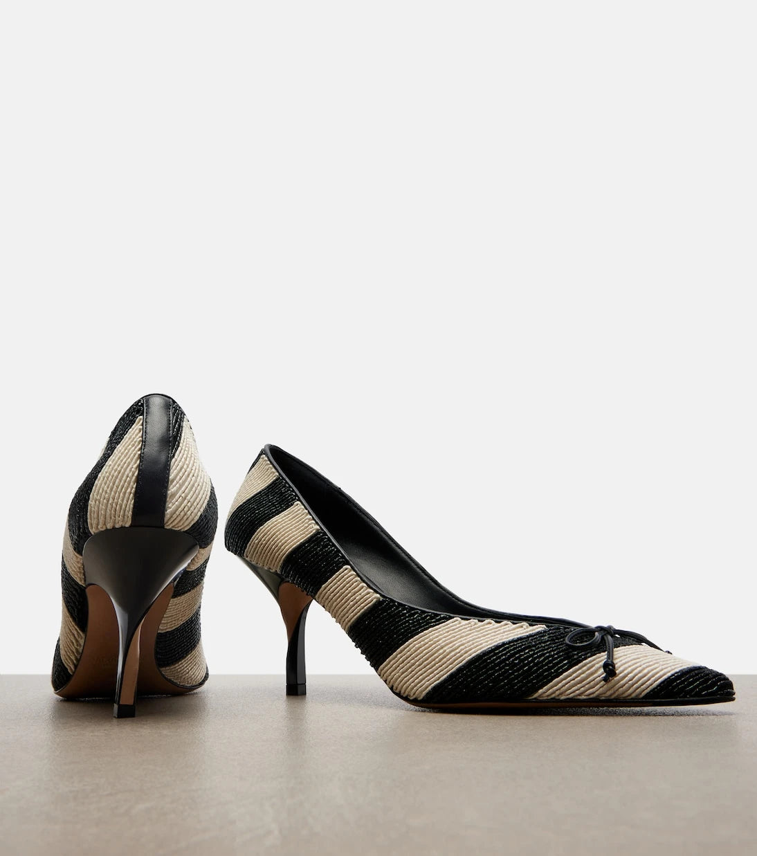 Jacquemus - Tourni striped raffia-effect pumps
