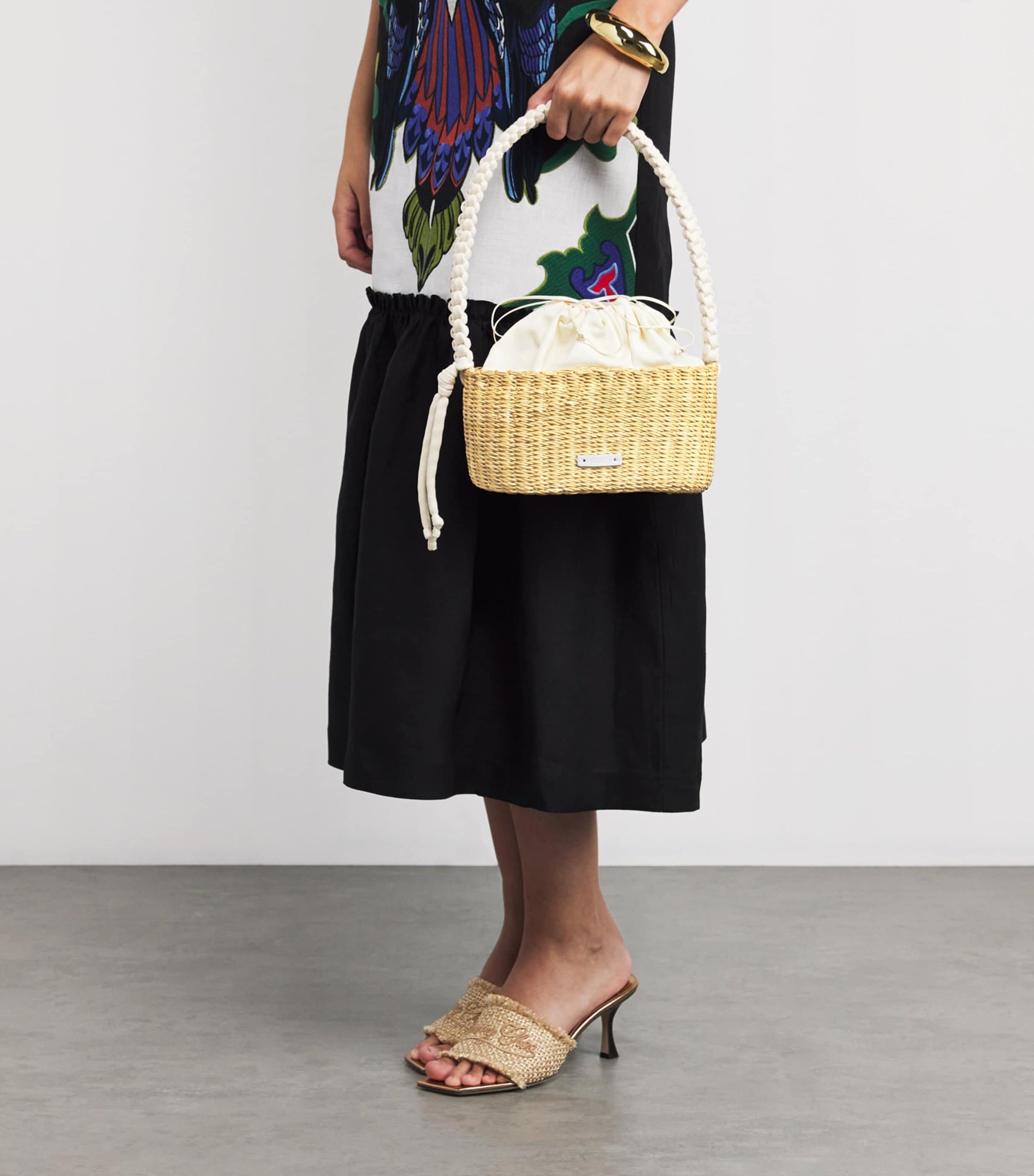 Muun Beige Straw Kate Shoulder Bag