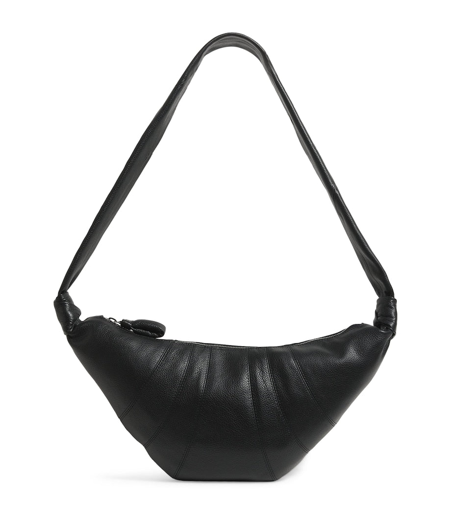 Medium Grained Leather Croissant Shoulder Bag