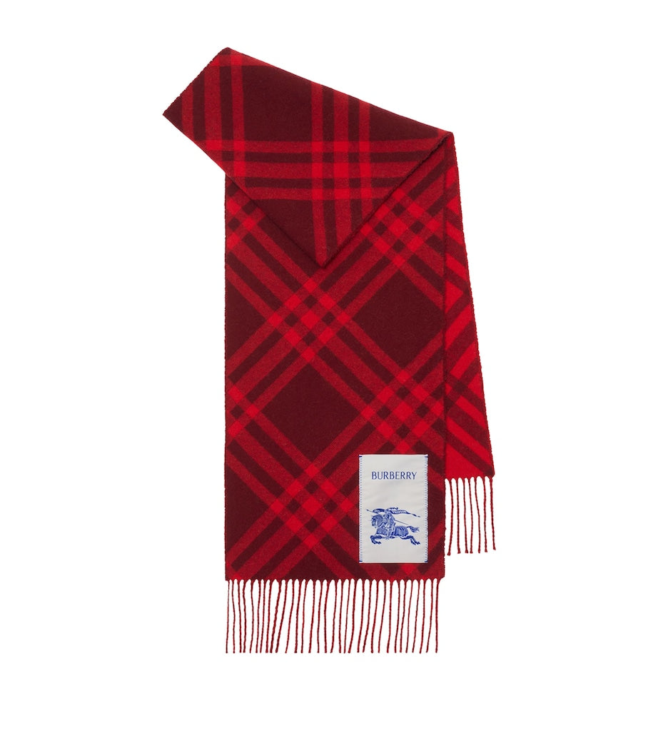 Red Cashmere Check Scarf