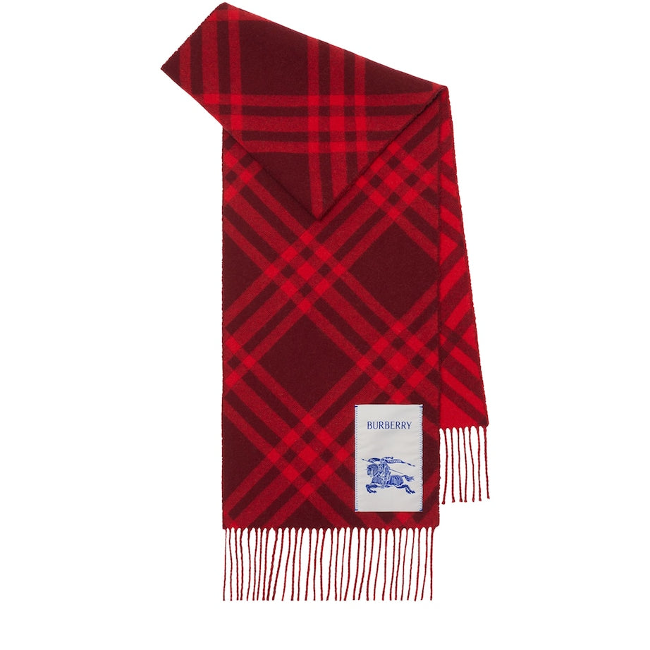 Red Cashmere Check Scarf