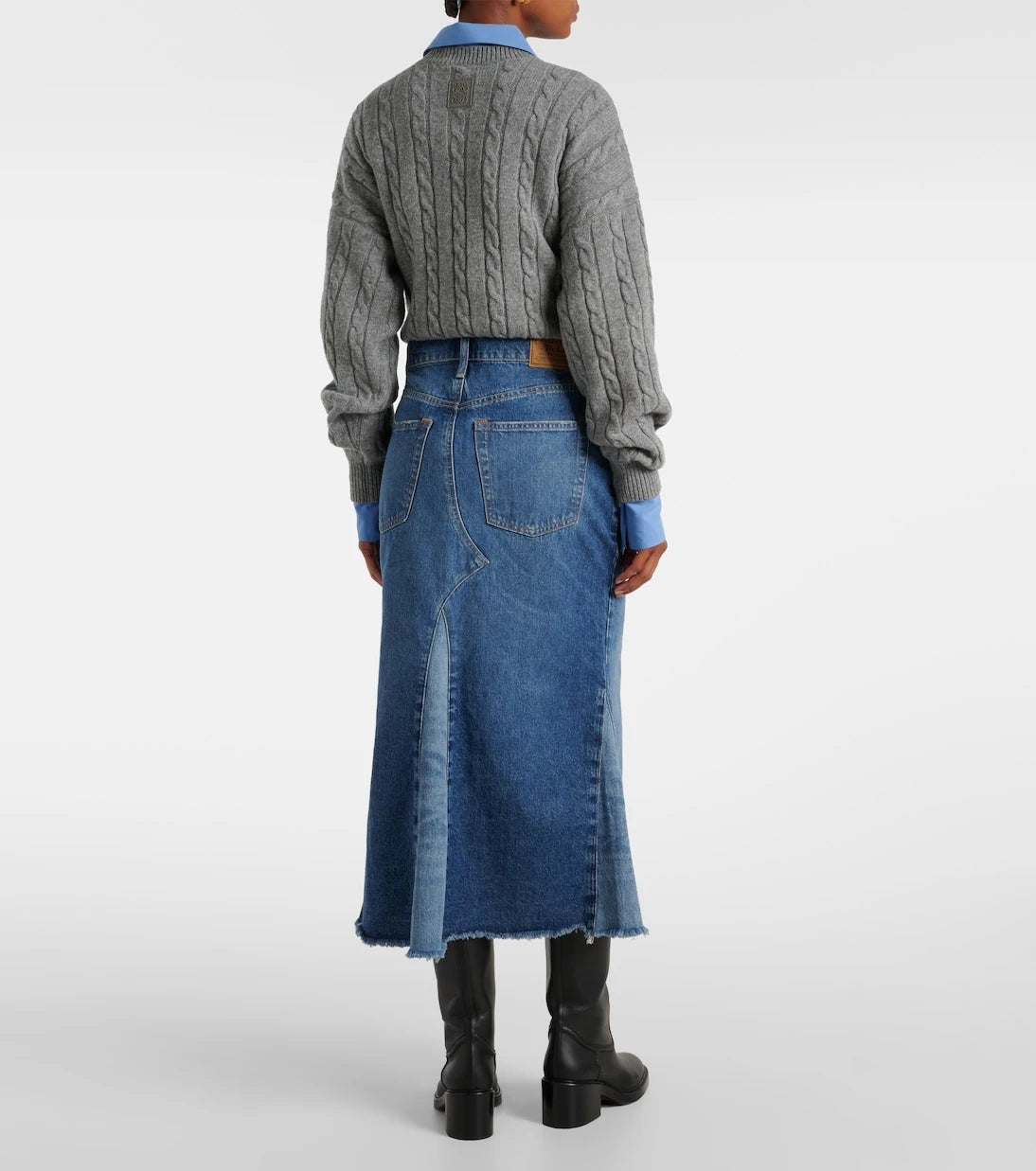 Polo Ralph Lauren - Deconstructed denim midi skirt