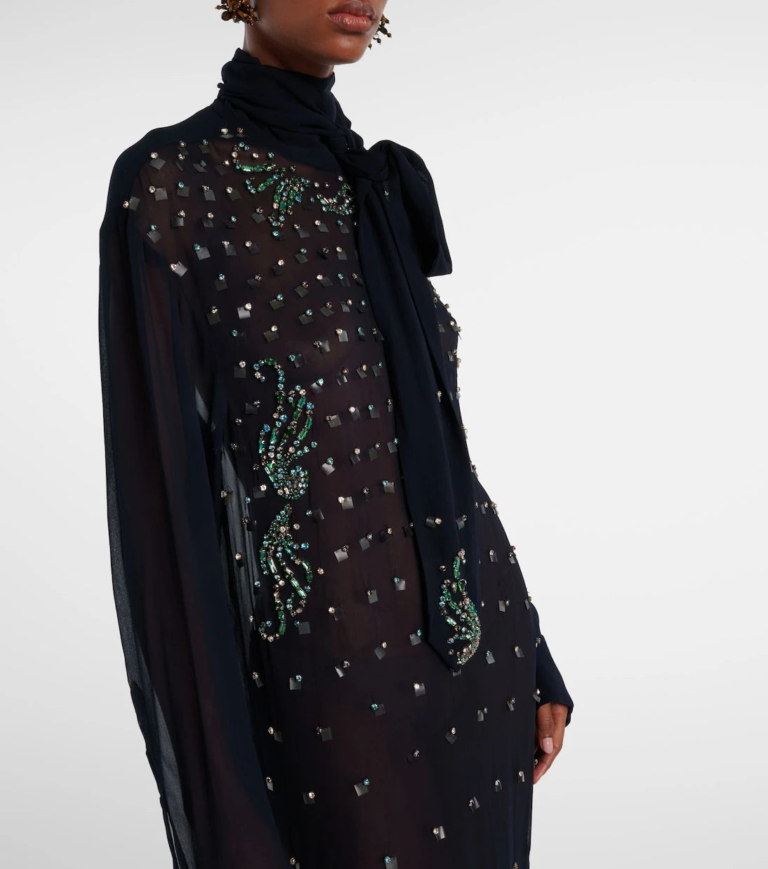 Dries Van Noten - Embellished sheer midi dress