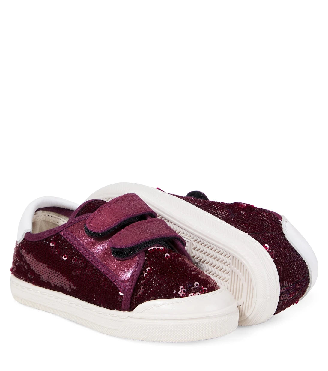 PèPè - Sequined leather-trimmed sneakers