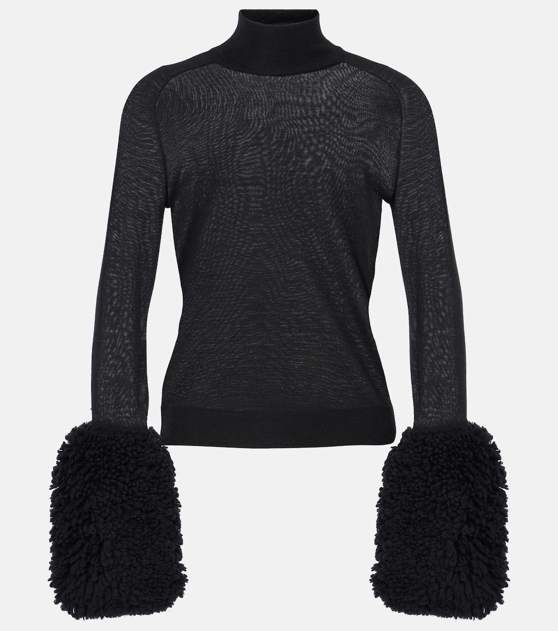 Alaïa - Faux fur-trimmed wool turtleneck top