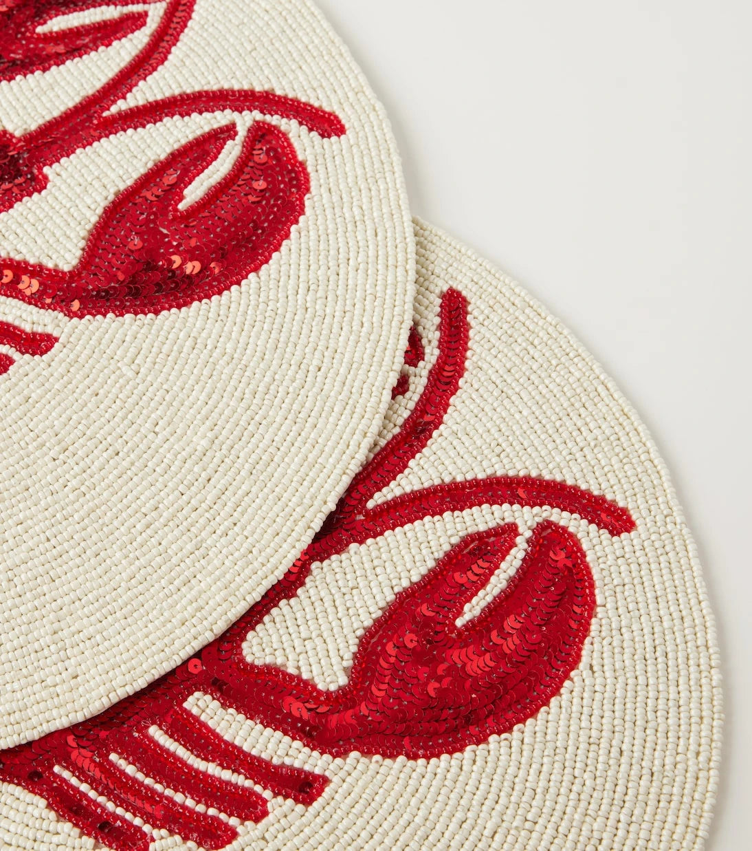 Les-Ottomans - Lobster set of 2 beaded sequined placemats