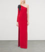 Valentino Red Silk One-Shoulder Gown