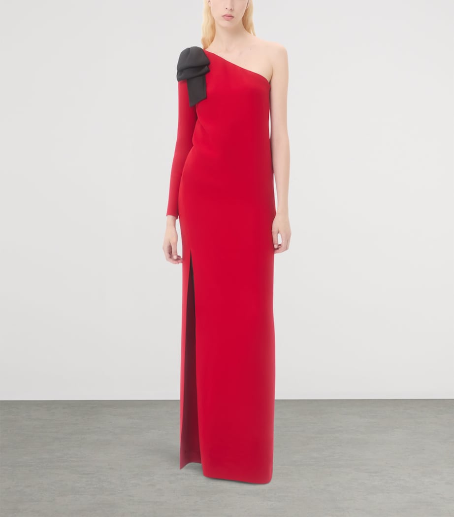 Valentino Red Silk One-Shoulder Gown