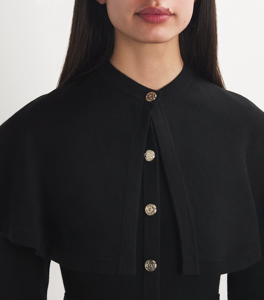 Black Knitted Cape Dress