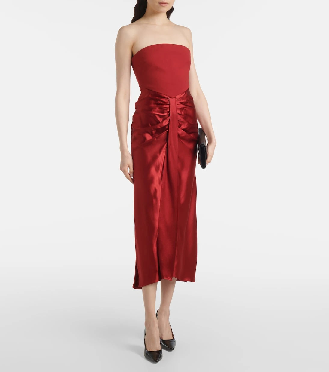 Staud - Wayfaring ruched ponte and satin gown