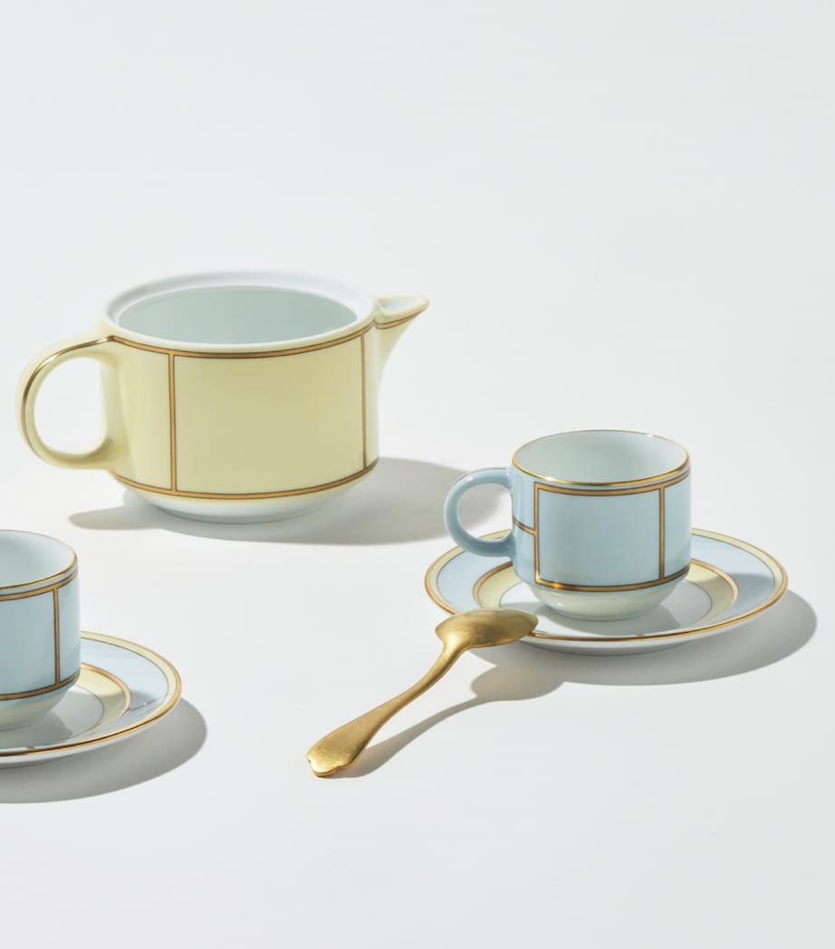 Set of 2 Colonna Diva Celeste Coffee Cups and Saucers