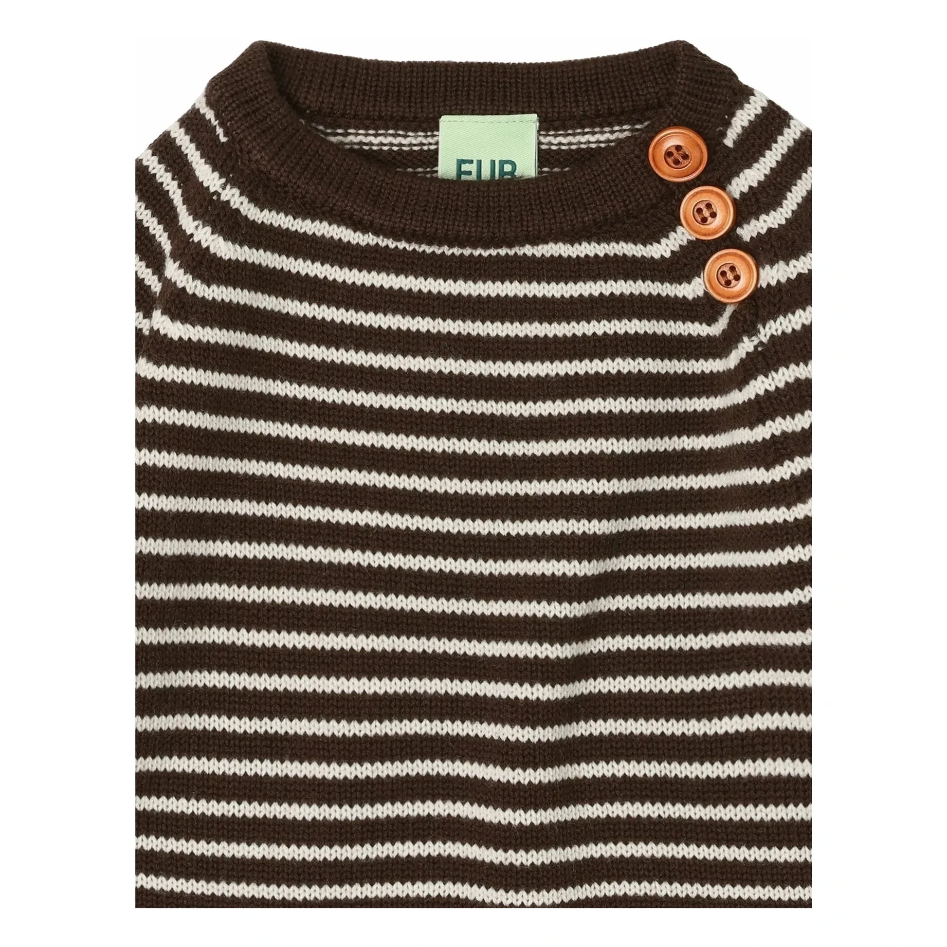 FUB - Striped Merino Wool Baby Sweater | Brown