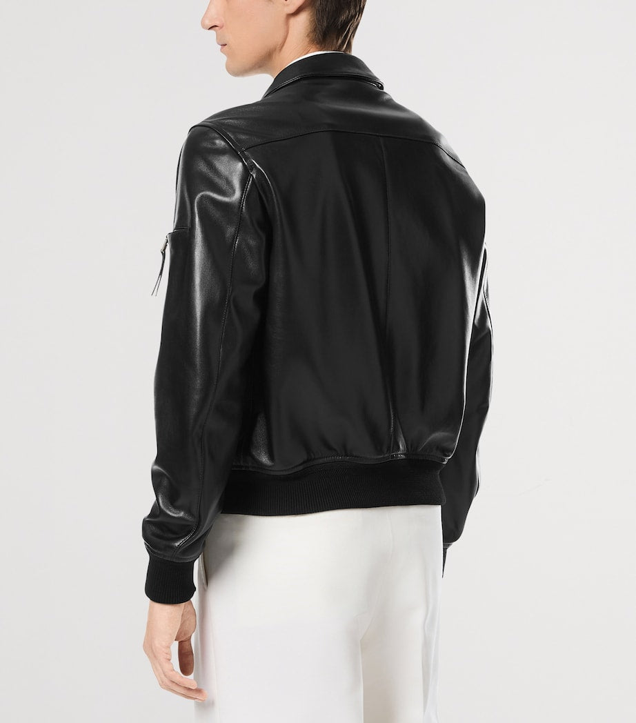 Black Leather Bomber Jacket