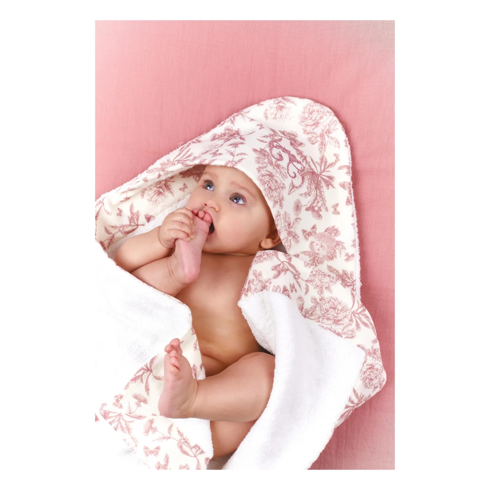Tartine et Chocolat - Toile de Jouy Towelling Bath Cape | Peach