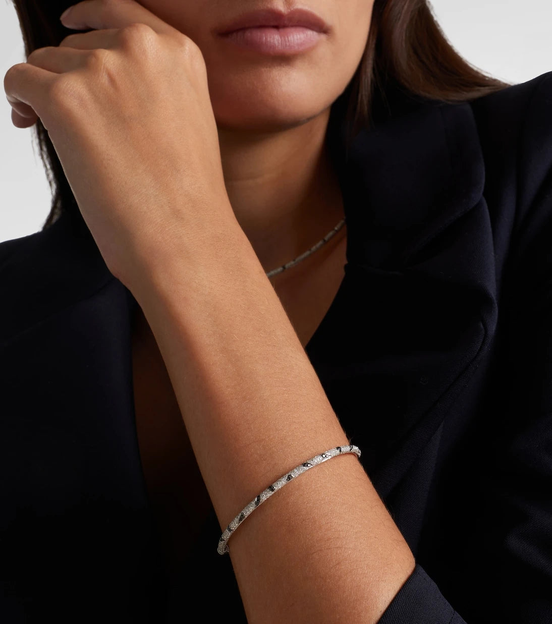 Yvonne Léon - Jonc Zèbre 9kt white gold bracelet with diamonds