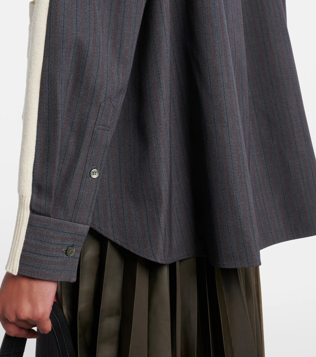 Sacai - كارديغان صوف مخطط متعدد الطبقات