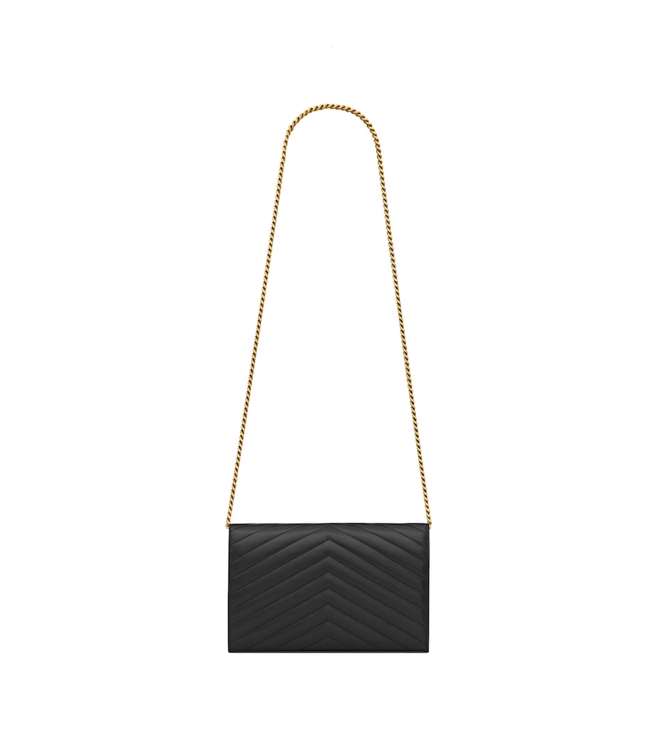 Saint Laurent Black Monogram Matelassé Envelope Wallet Bag