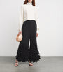 A.W.A.K.E. Mode Black Virgin Wool Fringe Wide-Leg Trousers