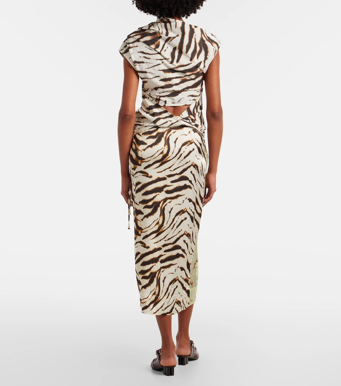 Ganni - Printed organza wrap skirt