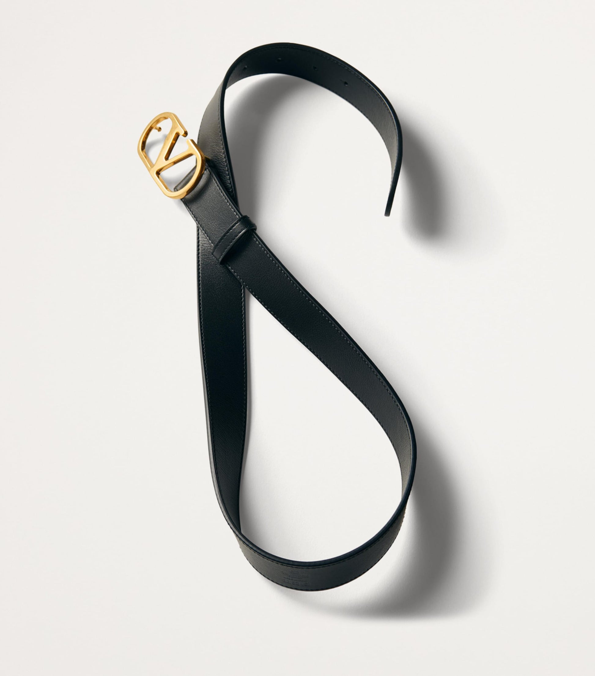 Valentino Garavani Black Leather VLogo Signature Belt