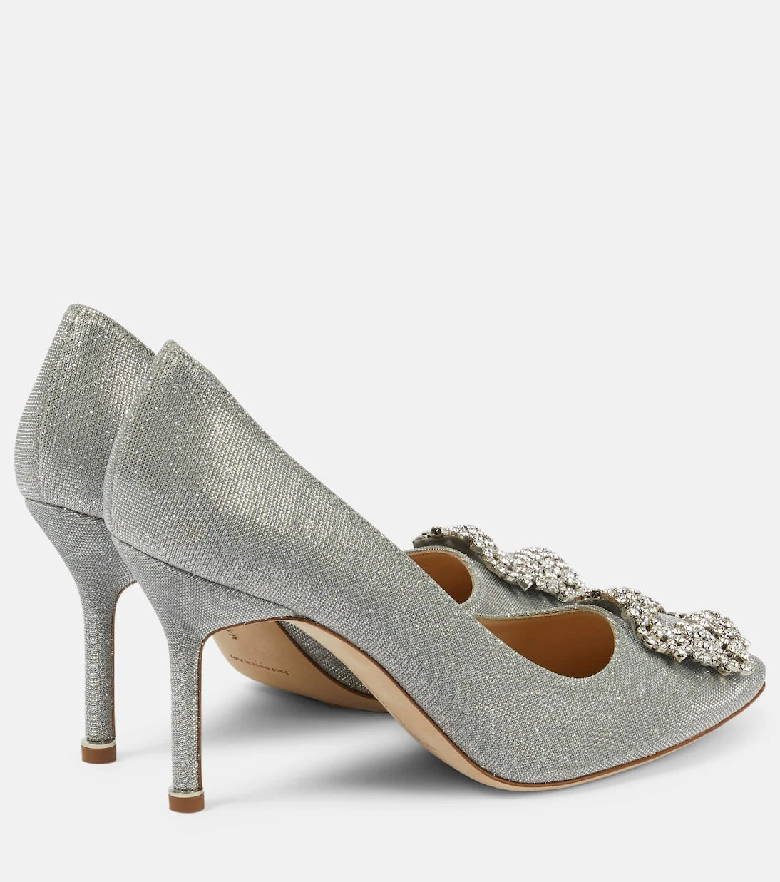 Manolo Blahnik - حذاء Hangisi 90 بكعب عالٍ لامع ومُزين بالجواهر