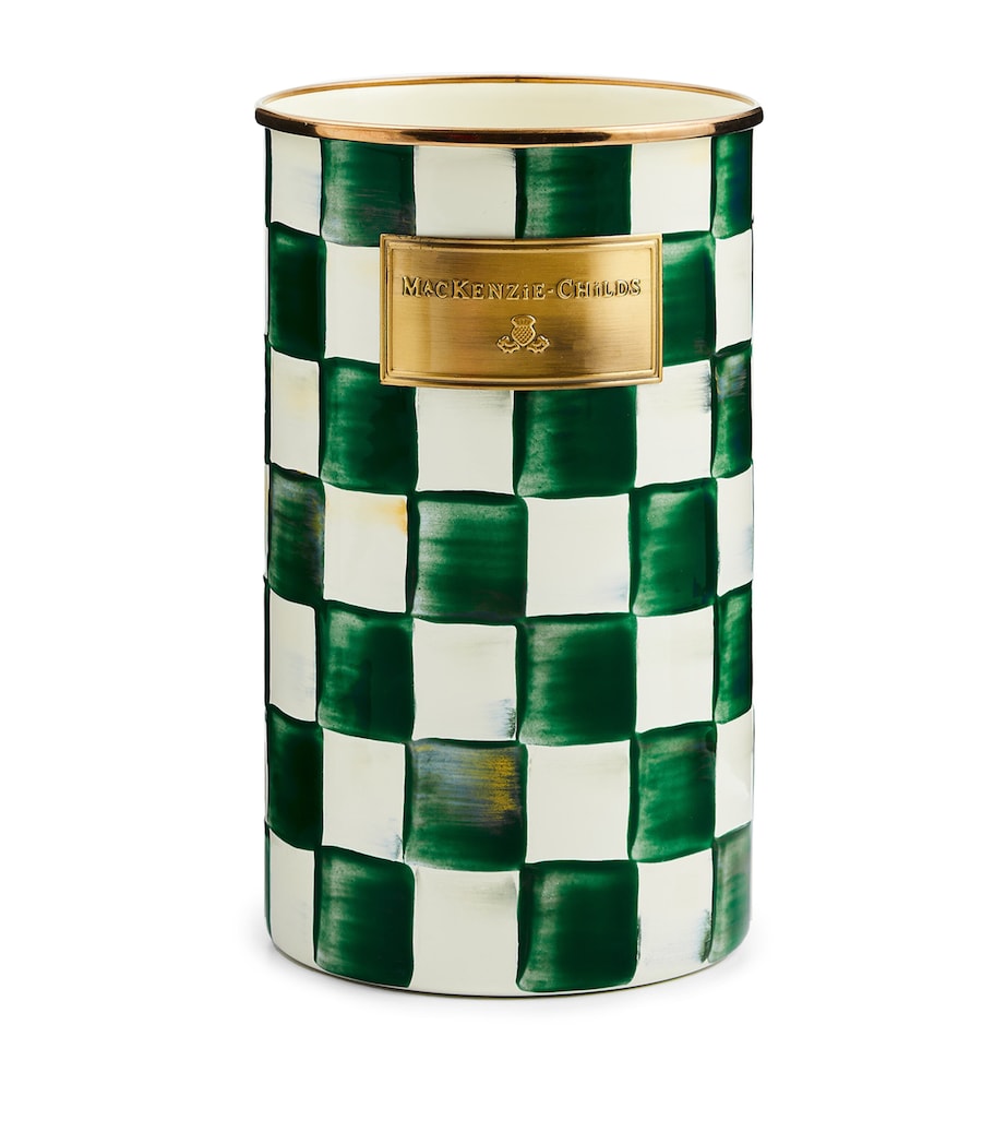 Emerald Check Utensil Holder