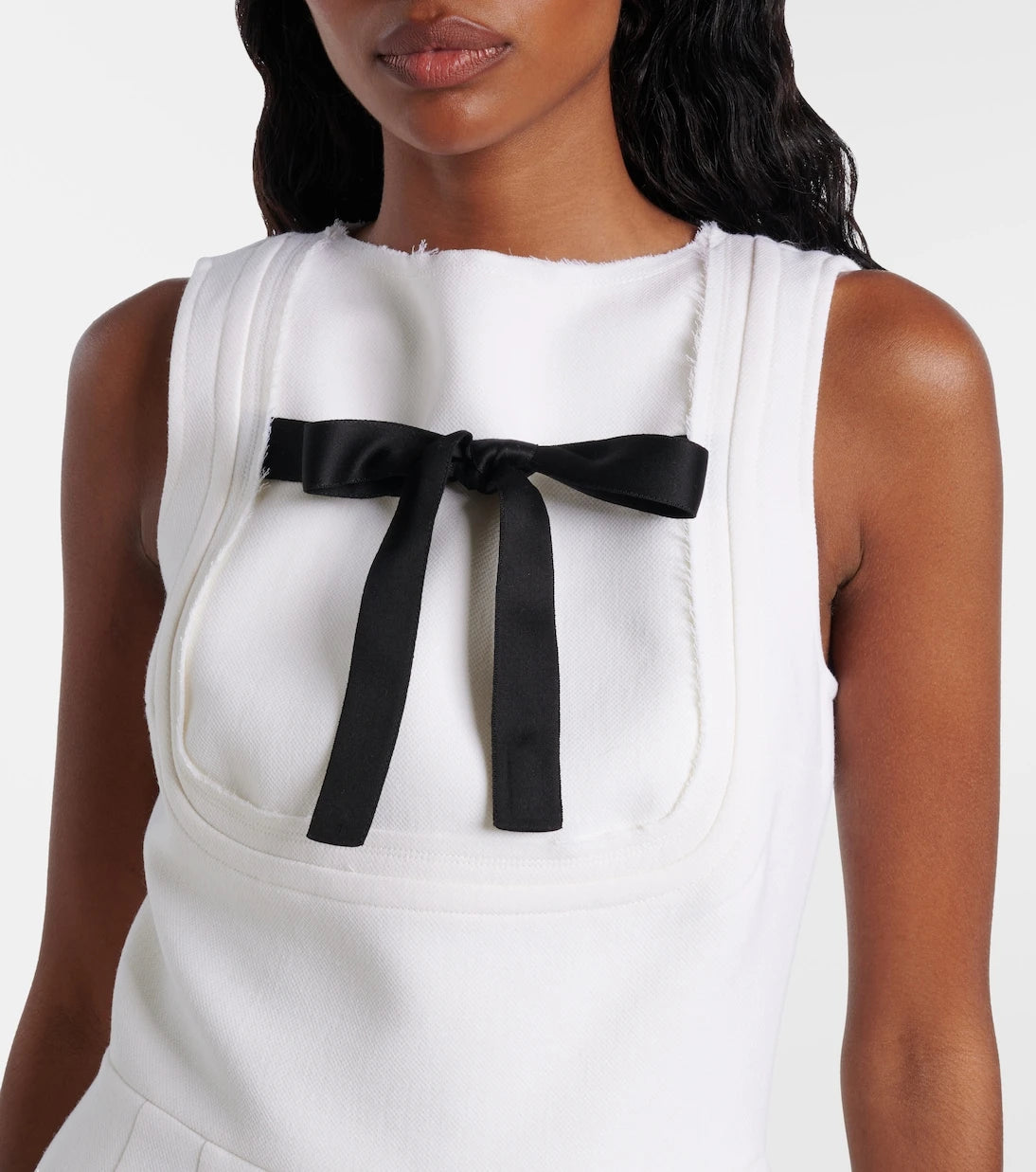 Prada - Bow-detail virgin wool minidress