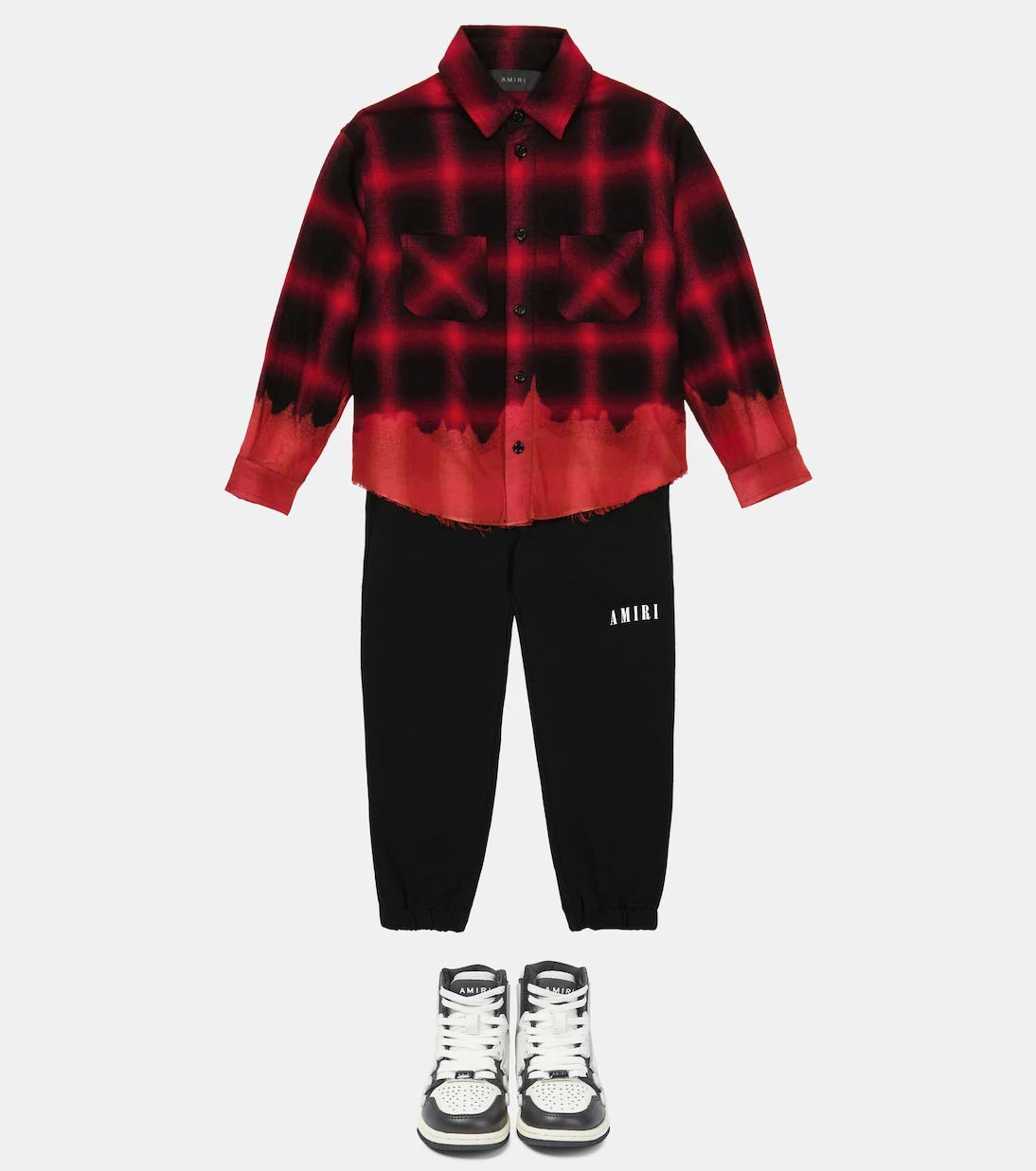 Amiri Kids - قميص فلانيل كاروهات بتصميم باهت