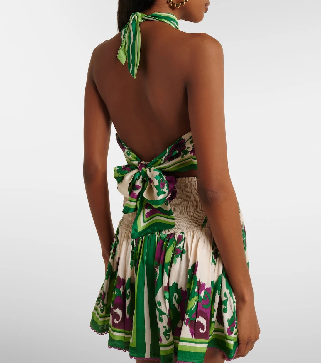 Poupette St Barth - Guilia printed halterneck satin top