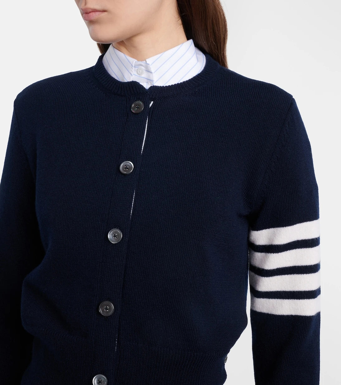 Thom Browne - 4-Bar intarsia virgin wool cardigan