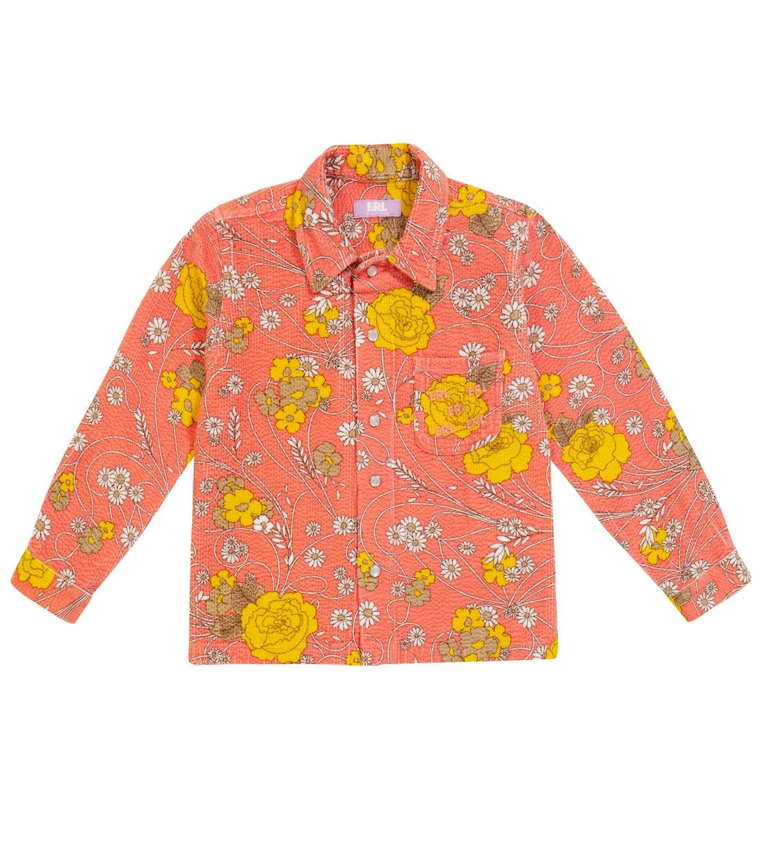 ERL Kids - Floral stretch-cotton corduroy shirt