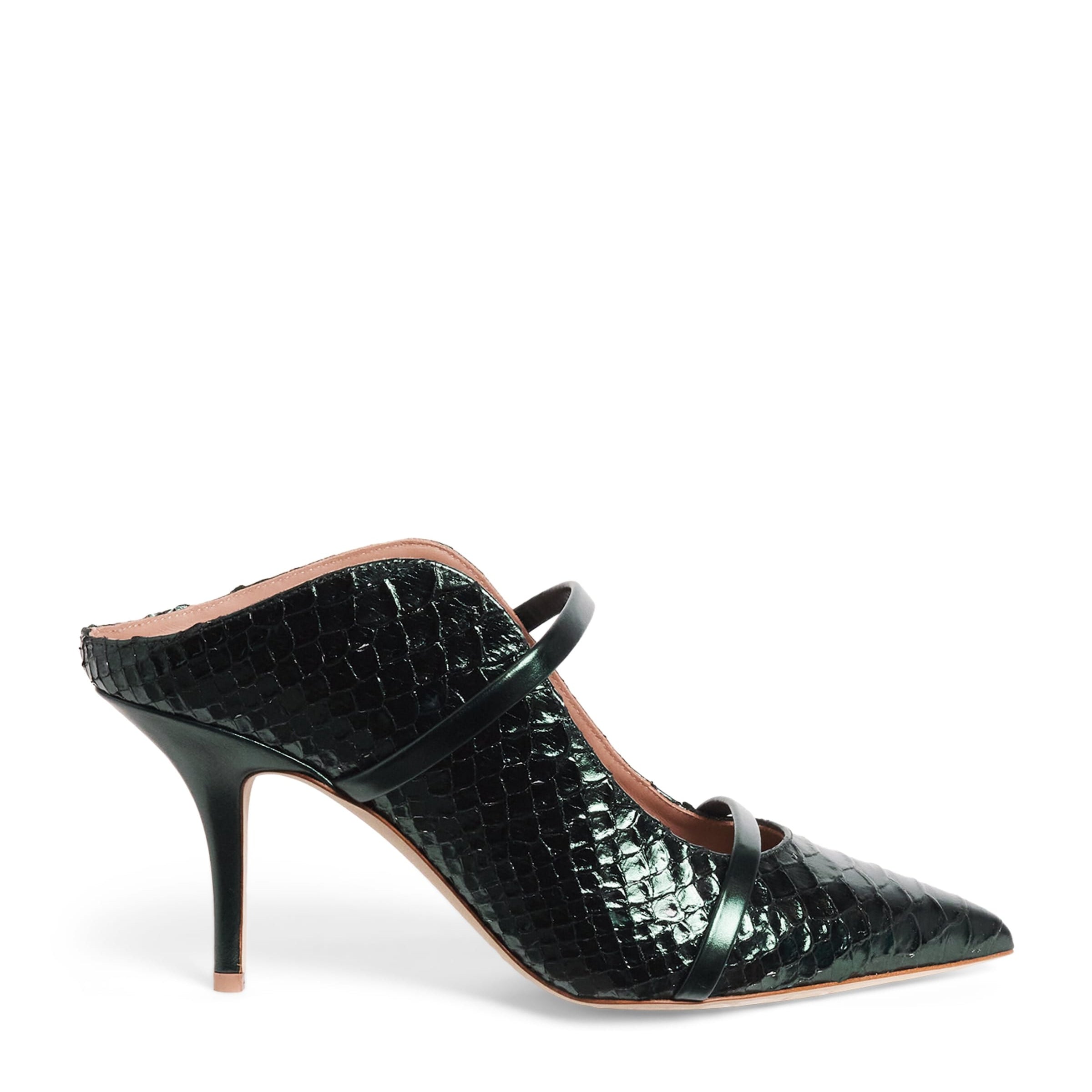 Malone Souliers Green Croc-Embossed Leather Maureen Heeled Mules 70