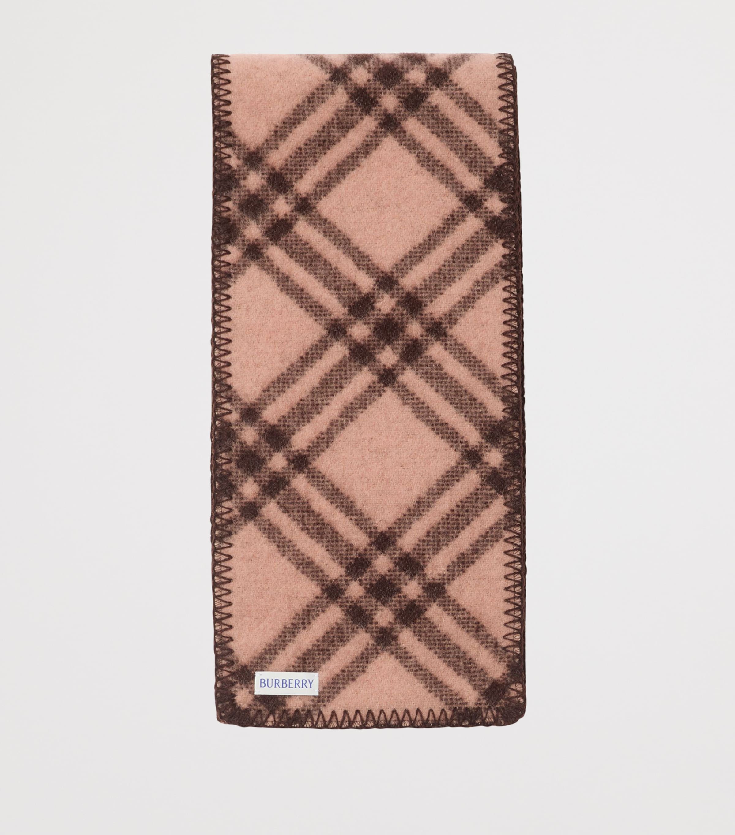 Brown Wool Check Scarf