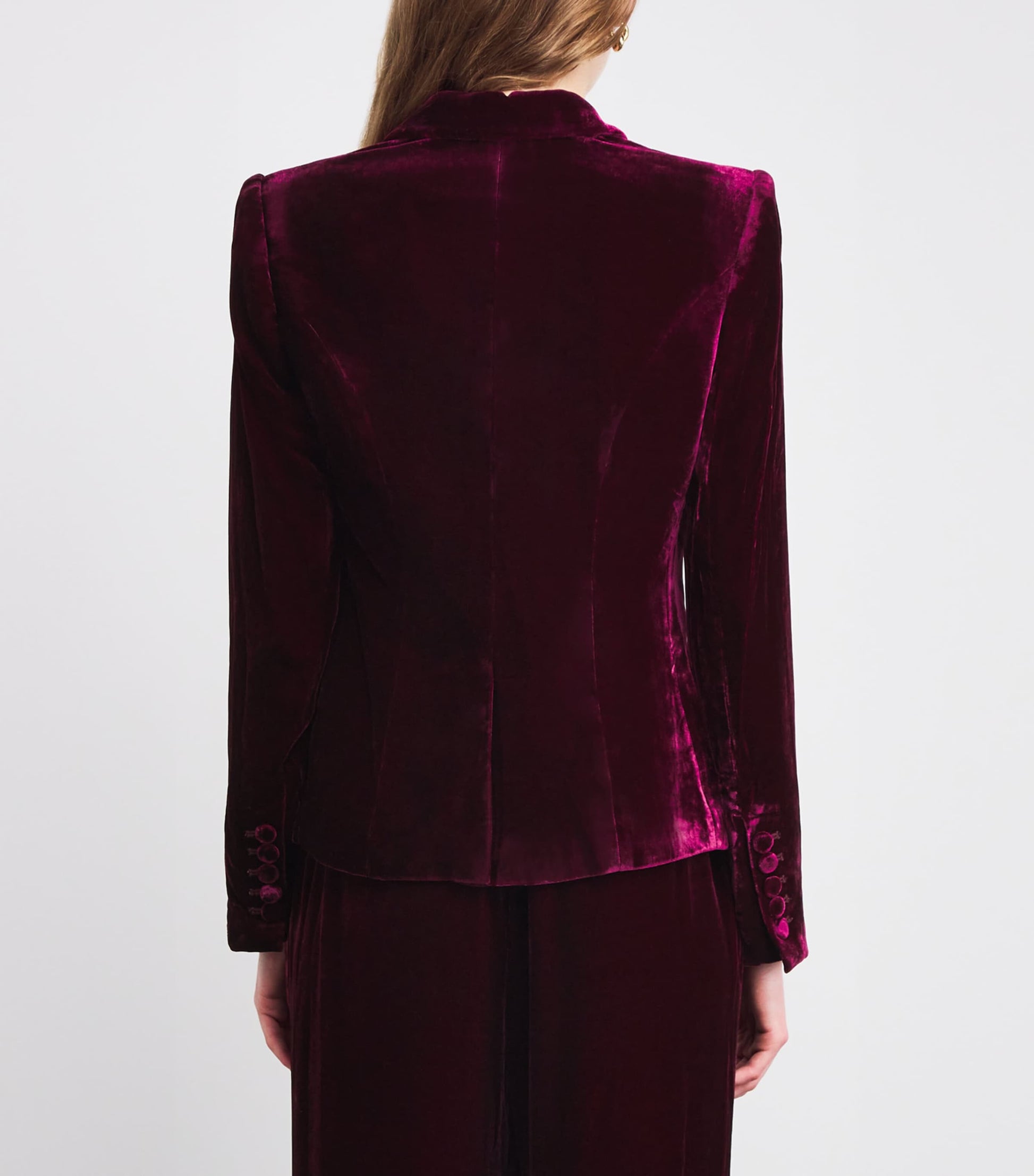 L'Agence Purple Velvet Marie Double-Breasted Blazer