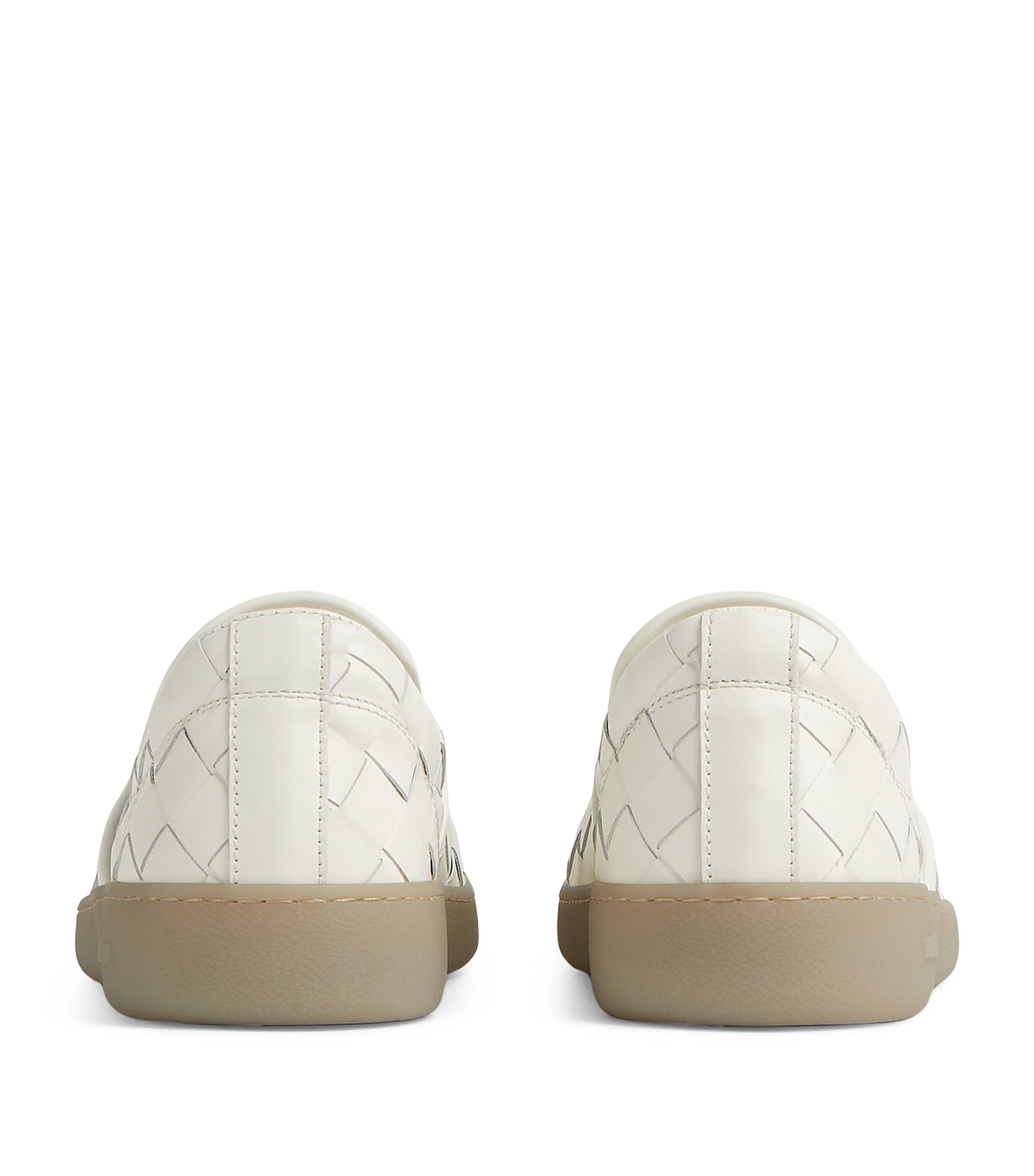 Bottega Veneta White Leather Intrecciato Sawyer Sneakers