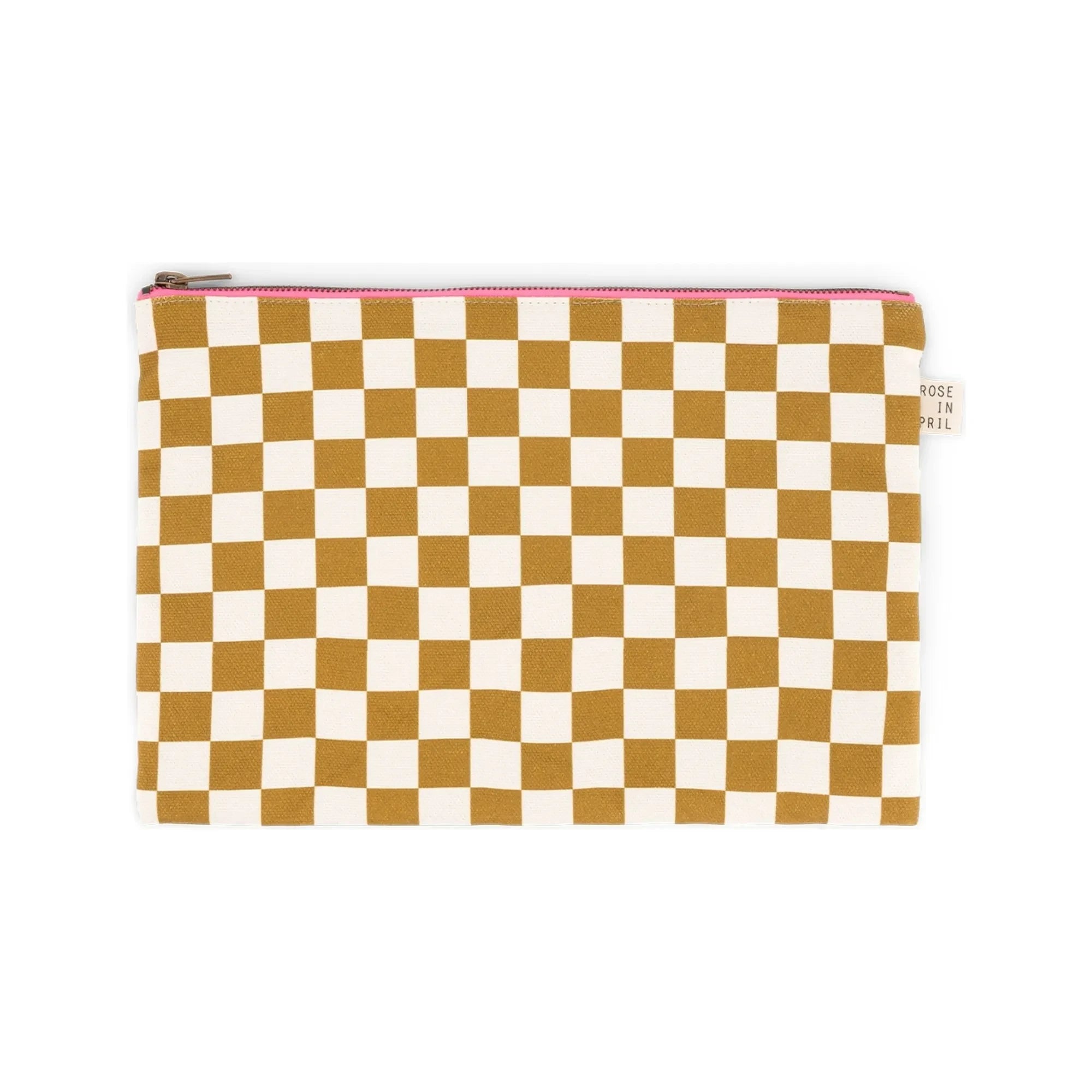 Rose in April - Lili Check clutch bag | Caramel