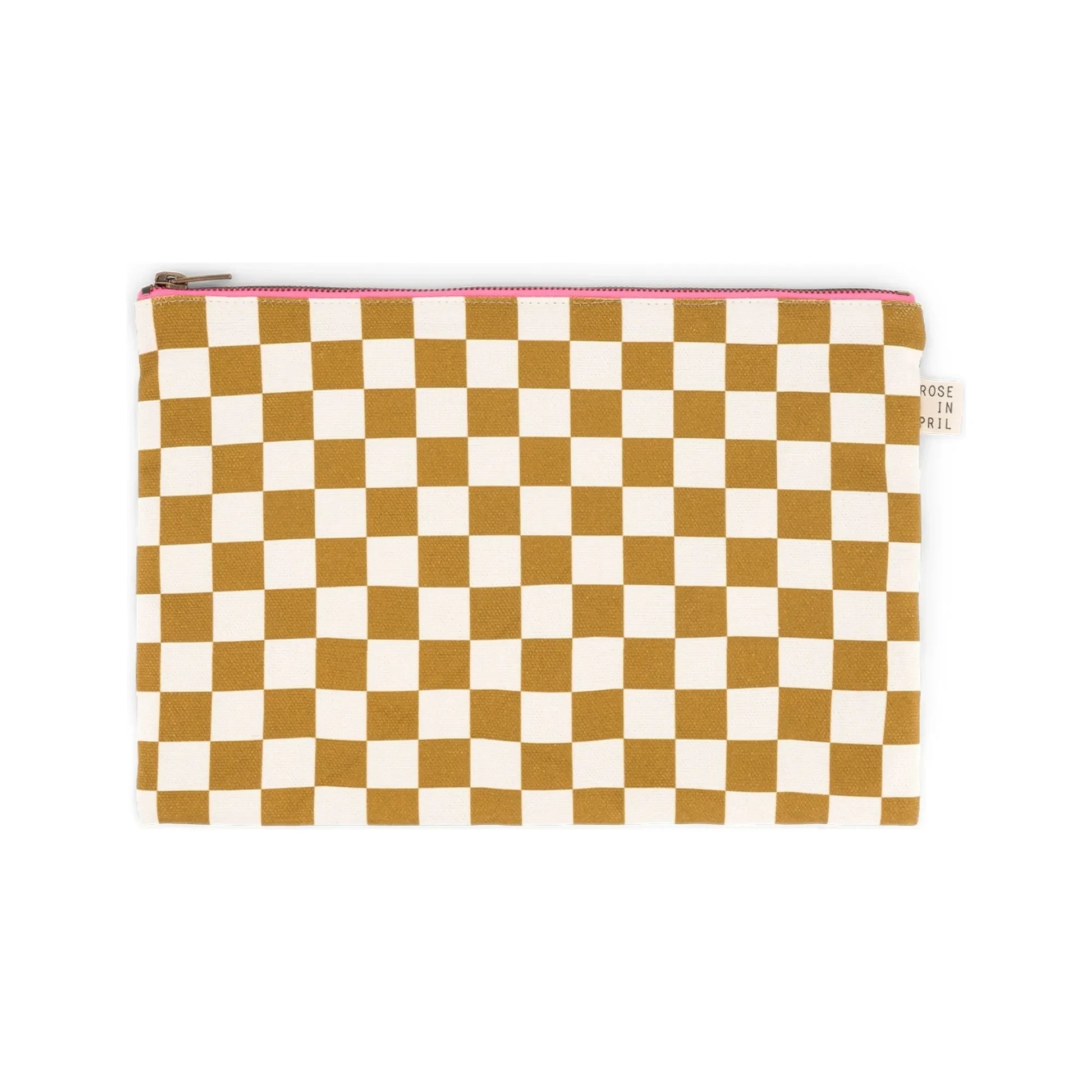 Rose in April - Lili Check clutch bag | Caramel