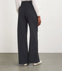 Black Pinstripe Wide-Leg Tailored Trousers