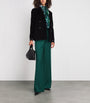 Green Virgin Wool Wide-Leg Trousers
