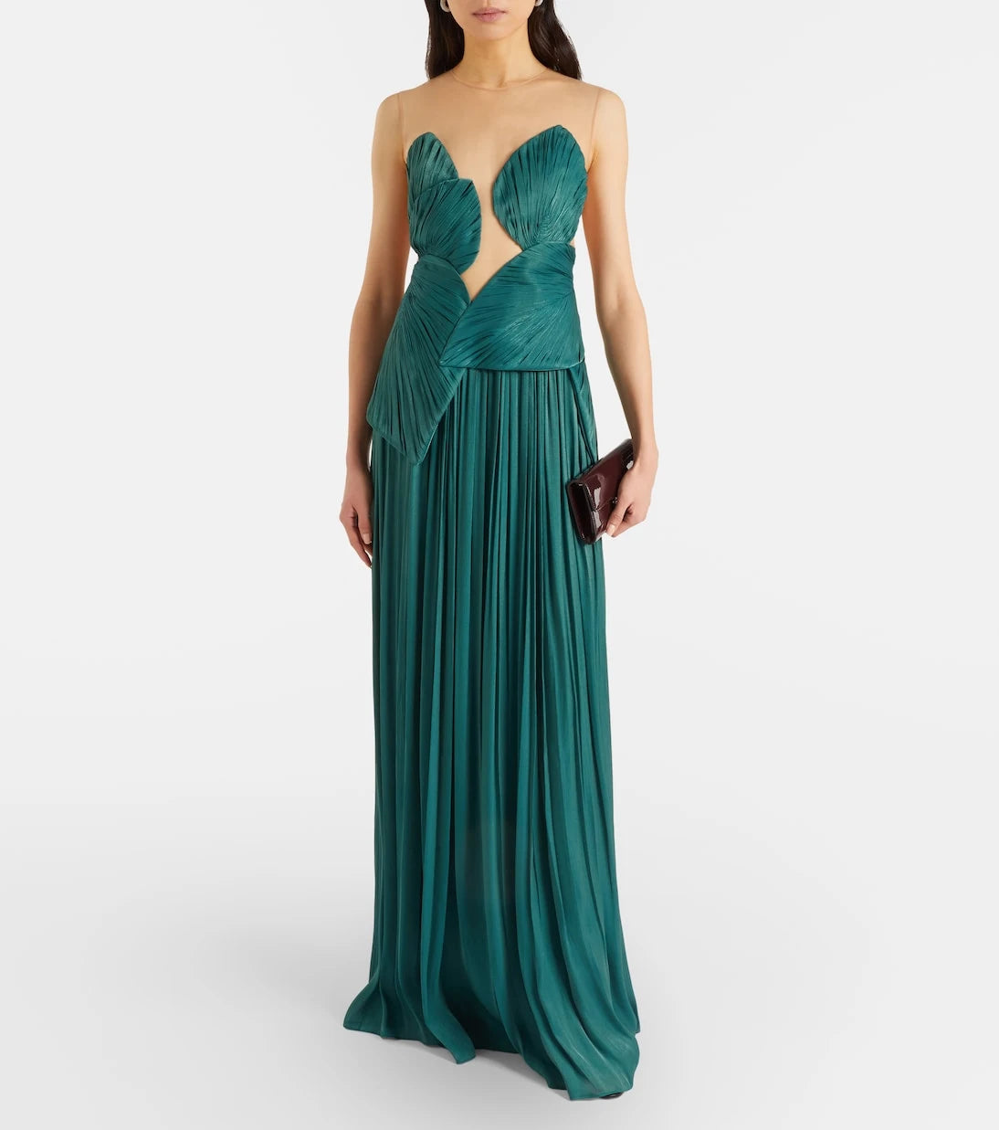 Costarellos - Serenne pleated bustier gown