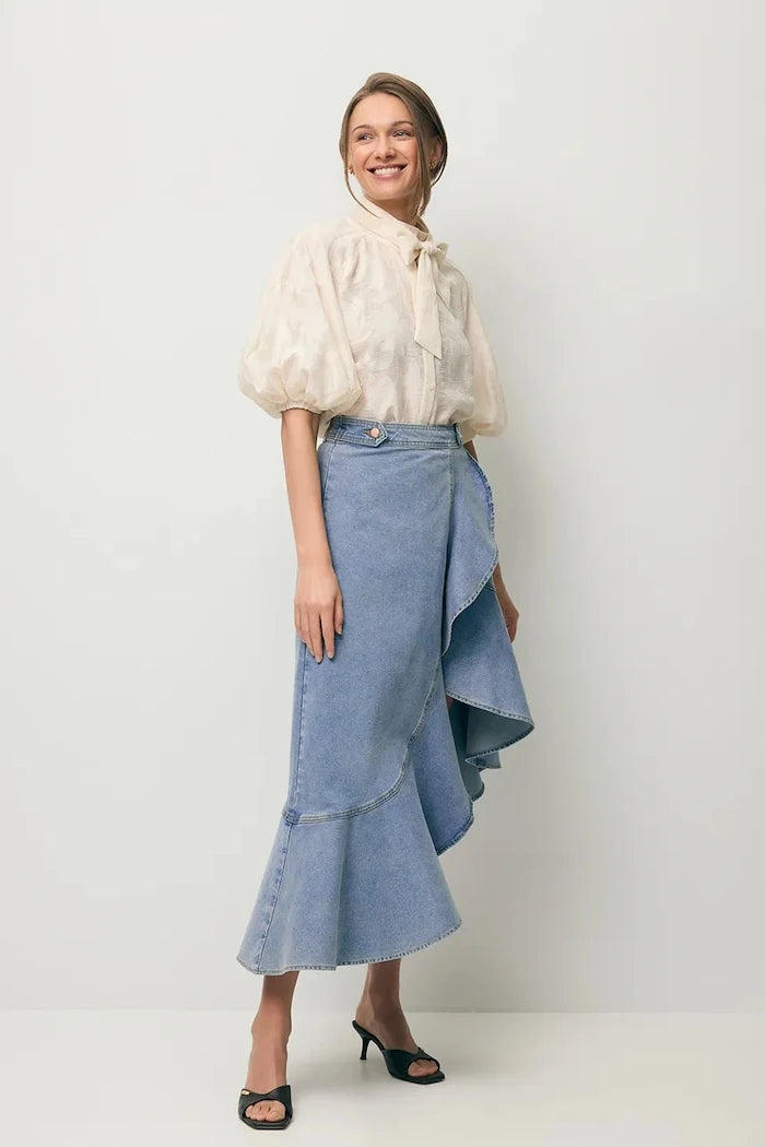 BIZUU asimetrik denim etek NIIA