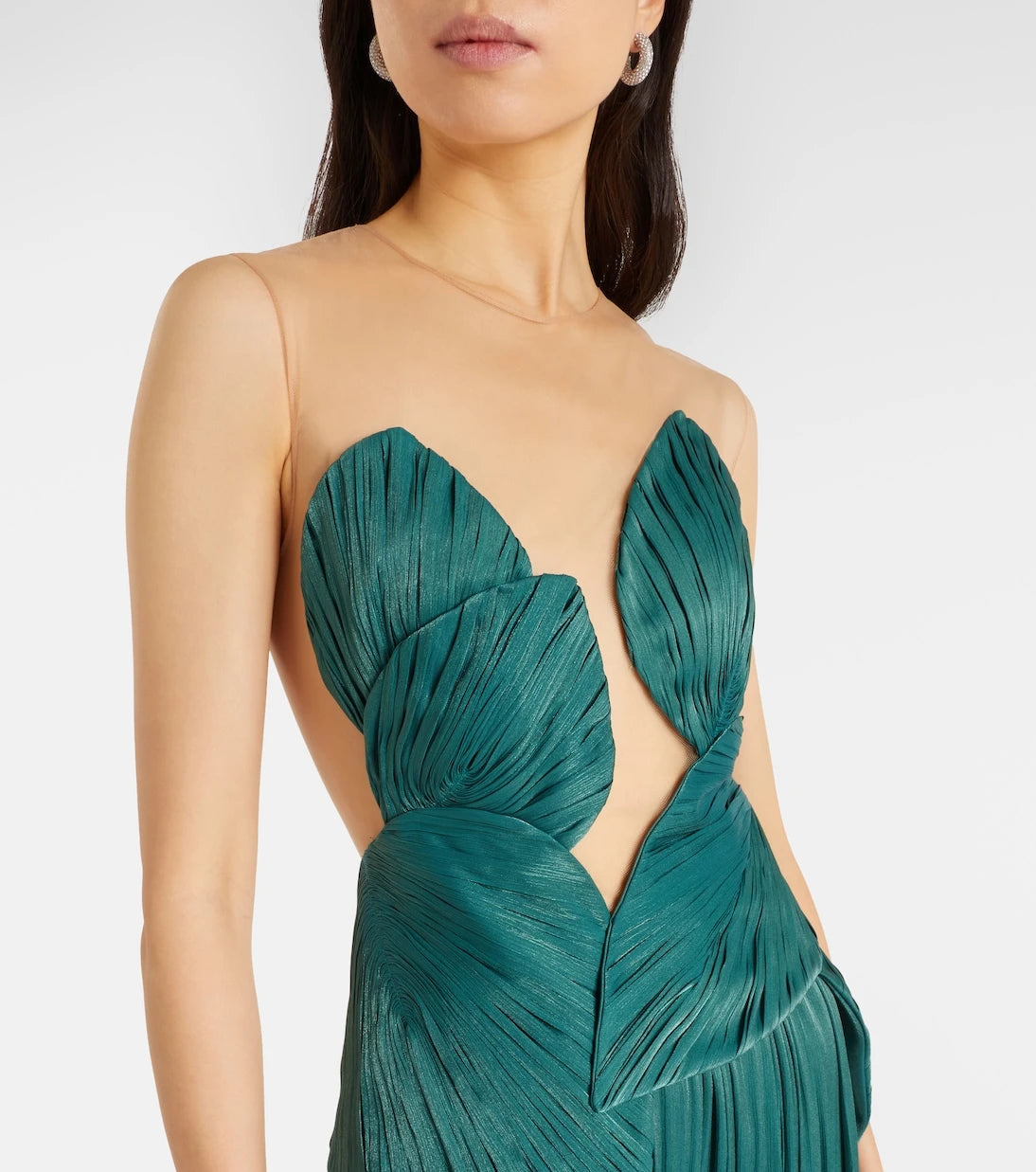 Costarellos - Serenne pleated bustier gown